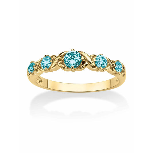 Round simulated birthstone gold-plated stacking ring